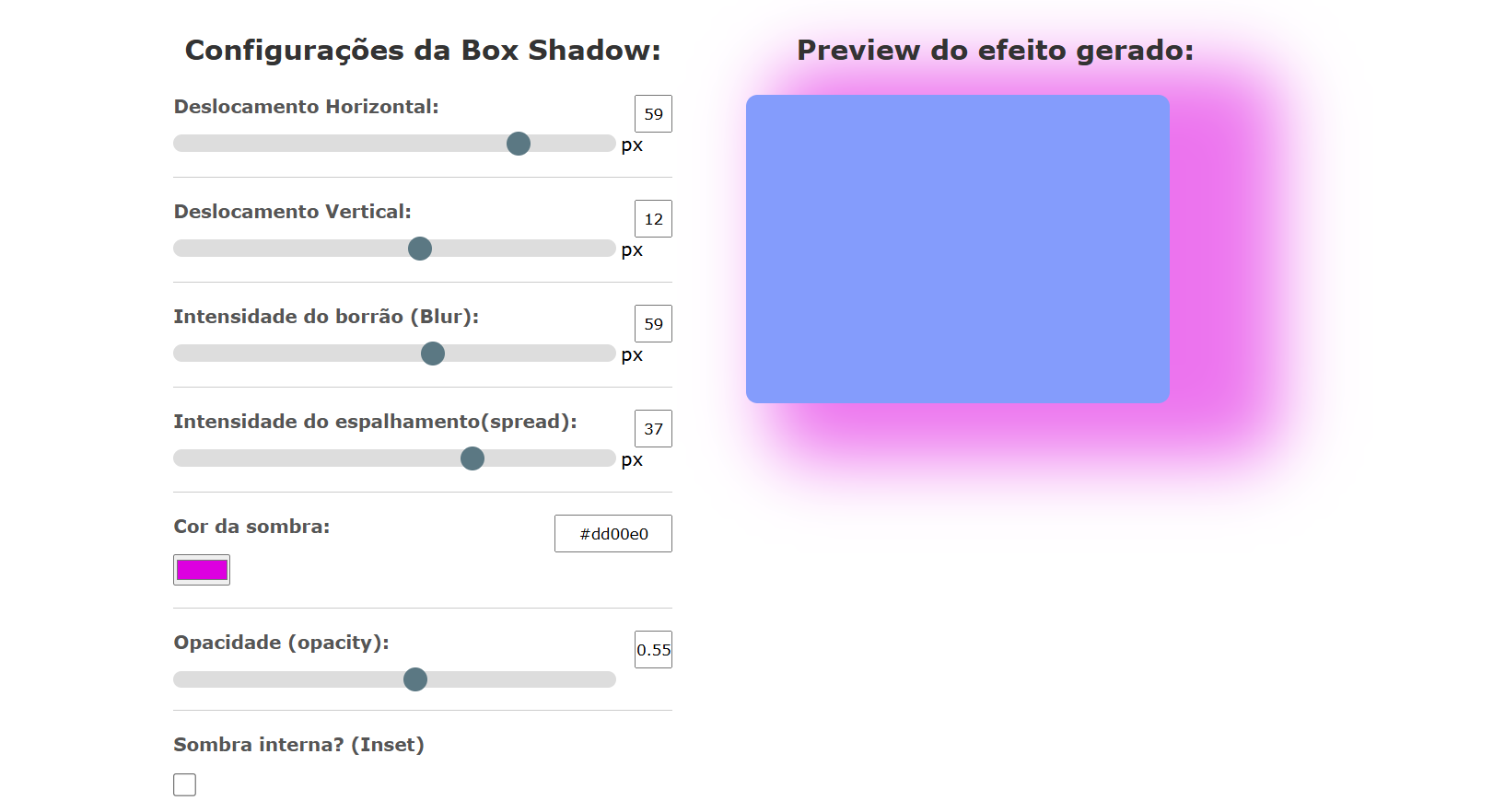 Box Shadow Generator